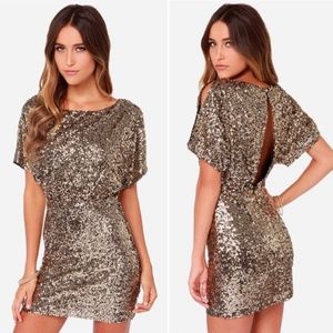 Lulu's Gold Sequin Mini Dress